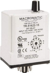 Macromatic - 11 Pin, 0.3 to 30 min Delay, Multiple Range DPDT Time Delay Relay - 10 Contact Amp, 120 VAC/VDC, Knob - Caliber Tooling