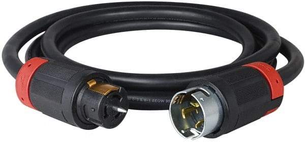 Cooper Wiring Devices - 50', 6/4 Gauge/Conductors, Black Industrial Extension Cord - 1 Receptacle, 50 Amps, 125/250 VAC, UL SOOW, NEMA 14-30R - Caliber Tooling