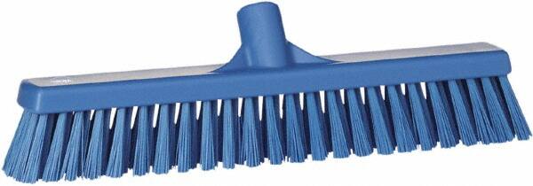 Vikan - 16" Fine Particle Synthetic Push Broom - 2" Bristle Length, Plastic Block, European Threaded Handle Connection - Caliber Tooling