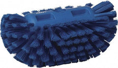 Vikan - 1-1/2" Bristle Length, Polyester Utility Scrub Brush - 5-1/2" Wide Head, 8" OAL, European Threaded Handle, Blue, Polypropylene Block - Caliber Tooling