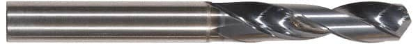 Tungaloy - 3/8" 130° Spiral Flute Solid Carbide Screw Machine Drill Bit - TiAlN Finish, Right Hand Cut, 1.692" Flute Length, 3.503" OAL, Standard Point, Straight Shank - Caliber Tooling