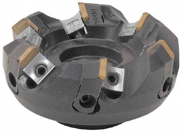 Tungaloy - 6.299" Cut Diam, 2" Arbor Hole, 0.236" Max Depth of Cut, 45° Indexable Chamfer & Angle Face Mill - 8 Inserts, SE.. Insert, Right Hand Cut, Series TGE - Caliber Tooling