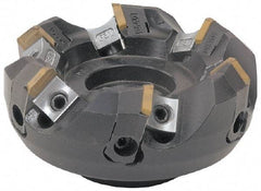 Tungaloy - 4.921" Cut Diam, 1-1/2" Arbor Hole, 0.236" Max Depth of Cut, 45° Indexable Chamfer & Angle Face Mill - 6 Inserts, SE.. Insert, Right Hand Cut, Series TGE - Caliber Tooling