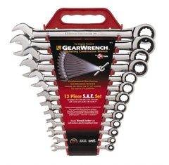 GearWrench - 13 Piece, 1/4" to 1", Combination Wrench Set - Inch Measurement Standard, Chrome Finish, Comes in Plastic Rack - Caliber Tooling