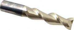 Accupro - 1", 3-1/2" LOC, 1" Shank Diam, 6" OAL, 2 Flute, Solid Carbide Square End Mill - Single End, ZrN Finish, Spiral Flute, 45° Helix, Centercutting, Right Hand Cut, Right Hand Flute - Caliber Tooling