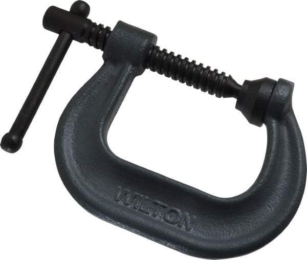 Wilton - Regular-Duty 2-1/8" Max Opening, 2-1/4" Throat Depth, Forged Steel Standard C-Clamp - 3,500 Lb Capacity, 0" Min Opening, Deep Throat - Caliber Tooling