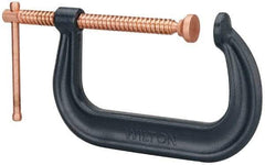 Wilton - Regular-Duty 6-1/16" Max Opening, 4-1/8" Throat Depth, Forged Steel Standard C-Clamp - 6,600 Lb Capacity, 0" Min Opening, Deep Throat - Caliber Tooling