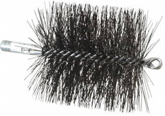 Schaefer Brush - 4-1/2" Brush Length, 4-1/2" Diam, Double Stem, Double Spiral Tube Brush - 7-1/2" Long, Tempered Steel Wire, 1/4" NPT Male Connection - Caliber Tooling