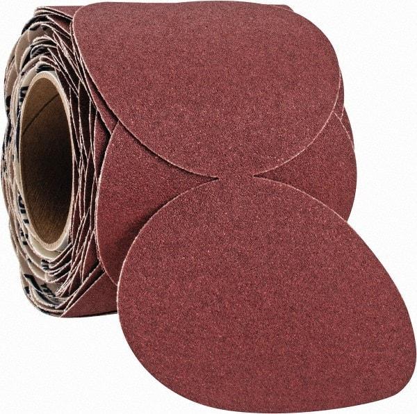 Norton - 5" Diam, 80 Grit Ceramic Adhesive PSA Disc - Coarse Grade, Maroon, F Weighted Backing, Flexible - Caliber Tooling