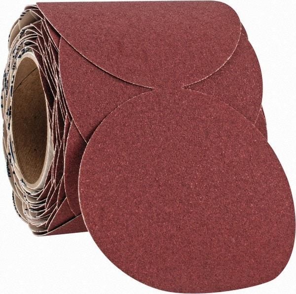 Norton - 5" Diam, 100 Grit Ceramic Adhesive PSA Disc - Medium Grade, Maroon, F Weighted Backing, Flexible - Caliber Tooling