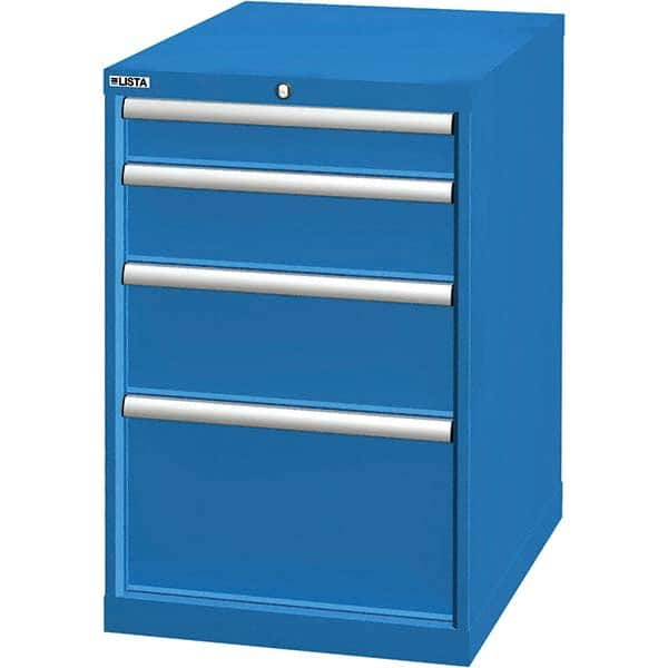 LISTA - 4 Drawer, 21 Compartment Bright Blue Steel Modular Storage Cabinet - Caliber Tooling