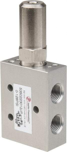 PRO-SOURCE - 1/8" NPT 5-Way, 2 Position Mini Mechanical Valve - 0.34 CV Rate, 9 CFM, 127.98 Max psi, Air Pilot/Spring Actuator - Caliber Tooling