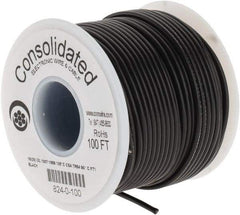 Made in USA - 16 AWG, 26 Strand, 100' OAL, Tinned Copper Hook Up Wire - Black PVC Jacket, 0.092" Diam - Caliber Tooling