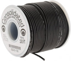 Made in USA - 20 AWG, 10 Strand, 100' OAL, Tinned Copper Hook Up Wire - Black PVC Jacket, 0.07" Diam - Caliber Tooling