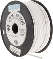 Made in USA - 12 AWG, 65 Strand, 100' OAL, Tinned Copper Hook Up Wire - White PVC Jacket, 0.155" Diam - Caliber Tooling