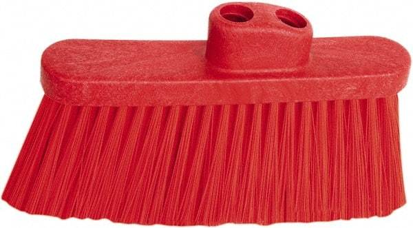 PRO-SOURCE - 10" Wide, Red Polypropylene Bristles, Angled Broom - Threaded Handle, 10 Inch Wide Broom, Red Bristles, Handle Sold Separately - Caliber Tooling