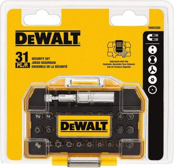 DeWALT - 31 Piece, Screwdriver Tamperproof Bit Set - 3/32, 7/64, 1/8, 9/64, 5/32, 5/16", 2, 2.5, 3, 4mm Hex, T8, T10, T15, T20, T25, T30, T35, T40 Torx, #4, #6, #8, #10 Spanner, #1, #2, #3, #4 Tri-Wing & #6 Clutch Type G - Caliber Tooling