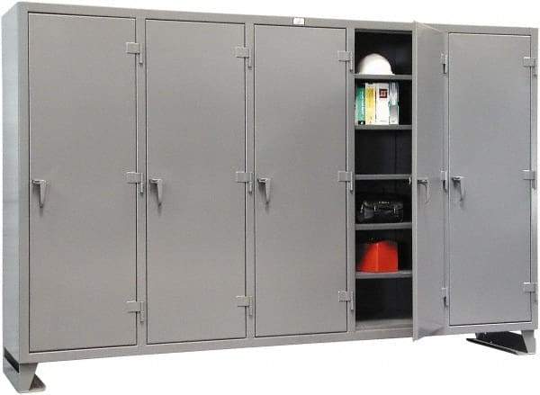 Strong Hold - 15 Shelf Locking Storage Cabinet - Steel, 74" Wide x 24" Deep x 78" High, Dark Gray - Caliber Tooling