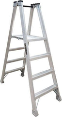 Louisville - 3 Steps, 4' High, Type IA Rating, Aluminum Platform Ladder - 300 Lb Capacity, 25-3/8" Base Width - Caliber Tooling