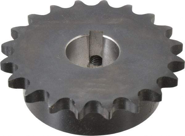 Browning - 20 Teeth, 1/2" Chain Pitch, Chain Size 40, Finished Bore Sprocket - 1" Bore Diam, 3.196" Pitch Diam, 3.45" Outside Diam - Caliber Tooling