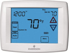 White-Rodgers - 45 to 99°F, 1 Heat, 1 Cool, Programmable Touchscreen Thermostat - 0 to 30 Volts, Horizontal Mount, Electronic Contacts Switch - Caliber Tooling