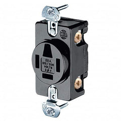 Hubbell Wiring Device-Kellems - 120/208 VAC 20A NEMA 18-20R Industrial Grade Black Straight Blade Single Receptacle - Caliber Tooling