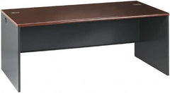 Hon - Steel-Reinforced High-Pressure Laminate/Metal Desk Shell - 72" Wide x 36" Deep x 29" High, Mahogany/Charcoal - Caliber Tooling