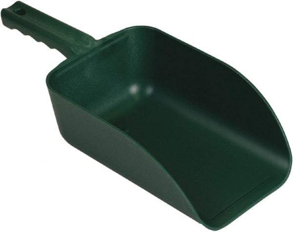 Remco - 82 oz Green Polypropylene & Semi-Ferrous Additive Flat Bottom Scoop - 5.9" Wide x 3.3" Deep Bowl, 15.1" OAL - Caliber Tooling