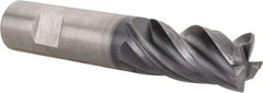 Kennametal - 4 Flute Solid Carbide Roughing & Finishing Corner Chamfer End Mill - AlTiN Finish, Weldon Shank, 38° Helix, Centercutting - Caliber Tooling