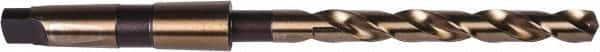 Precision Twist Drill - 51/64", 3MT 135° Point Cobalt Taper Shank Drill Bit - Oxide/Gold Finish, 6-1/8" Flute Length, 10-3/4" OAL, Spiral Flute, Series 209CO - Caliber Tooling