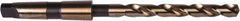 Precision Twist Drill - 51/64", 3MT 135° Point Cobalt Taper Shank Drill Bit - Oxide/Gold Finish, 6-1/8" Flute Length, 10-3/4" OAL, Spiral Flute, Series 209CO - Caliber Tooling