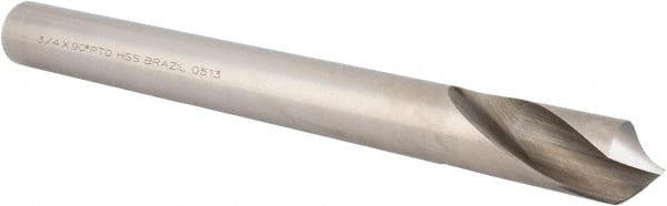 Precision Twist Drill - 3/4" Body Diam, 90° Point, High Speed Steel, 8" Overall Length, Spotting Drill - Caliber Tooling