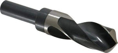 Precision Twist Drill - 1-1/4" Drill, 118° Point, High Speed Steel Silver Deming & Reduced Shank Drill Bit - Bright Finish, 6" OAL, Straight Shank, 3" Flute Length, Right Hand Cut, Standard Point, Spiral Flute, Regular Spiral - Caliber Tooling