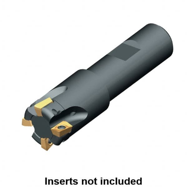 Kennametal - 25mm Cut Diam, 9.1mm Max Depth of Cut, 25mm Shank Diam, 96mm OAL, Indexable Square Shoulder End Mill - ADKT 1035.. Inserts, Weldon Shank, 90° Lead Angle, Series NGE-A - Caliber Tooling