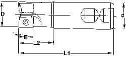 Superbee - 0.07 to 0.13 Inch Cutting Radius, 1-1/4 Inch Cutter Diameter, 2 Style EM19 Inserts, 1-1/4 Inch Shank Diameter, Indexable Convex Radius Cutter - 5 Inch Overall Length - Caliber Tooling