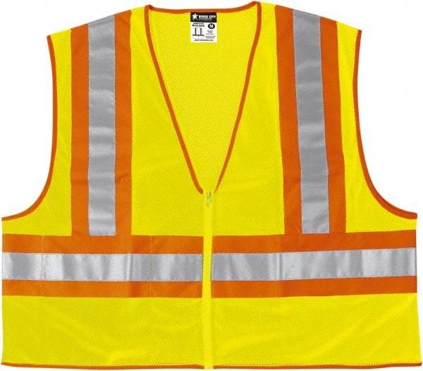 MCR Safety - Size M Flame Resistant/Retardant Lime General Purpose Vest - 24" Chest, ANSI 107-2015, Nonconductive Zipper Closure, 2 Pockets, Polyester - Caliber Tooling