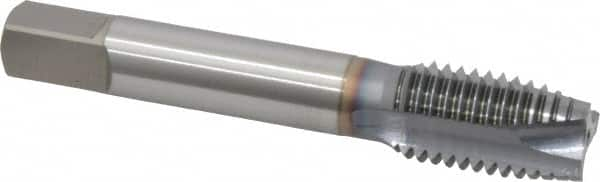 OSG - 3/4-10 UNC, 3 Flute, TiCN Finish, Vanadium High Speed Steel Spiral Point Tap - Plug Chamfer, Right Hand Thread, 4-1/4" OAL, 2" Thread Length, 0.59" Shank Diam, Series 300 - Exact Industrial Supply