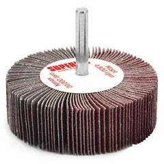 Superior Abrasives - Mounted Flap Wheels; Abrasive Type: Coated ; Outside Diameter (Inch): 3 ; Face Width (Inch): 1 ; Abrasive Material: Aluminum Oxide ; Grit: 40 ; Mounting Type: 1/4" Shank - Exact Industrial Supply