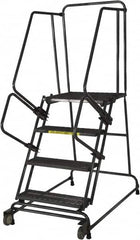 Ballymore - 20" 2 Step Ladder - Rolling Safety Ladder, 450 Lb Capacity, 20" Platform Height, 30" Base Width x 34" Base Depth, Heavy-Duty Serrated Grating - Caliber Tooling