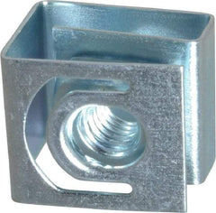 Made in USA - #10-32 Screw, 0.069 to 0.079" Thick, Spring Steel G Nut Retainer - 19/64" Center Edge, Zinc-Plated Finish - Caliber Tooling