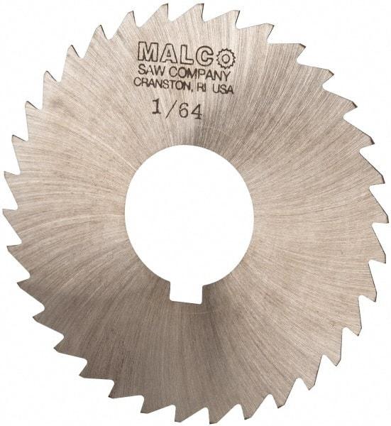 Made in USA - 3" Diam x 1/64" Blade Thickness x 1" Arbor Hole Diam, 34 Tooth Slitting and Slotting Saw - Arbor Connection, Right Hand, Uncoated, High Speed Steel, Concave Ground, Contains Keyway - Caliber Tooling