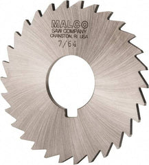 Made in USA - 3" Diam x 7/64" Blade Thickness x 1" Arbor Hole Diam, 30 Tooth Slitting and Slotting Saw - Arbor Connection, Right Hand, Uncoated, High Speed Steel, Concave Ground, Contains Keyway - Caliber Tooling