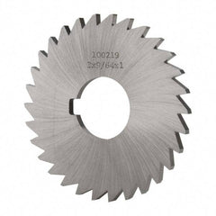 Made in USA - 3" Diam x 9/64" Blade Thickness x 1" Arbor Hole Diam, 30 Tooth Slitting and Slotting Saw - Arbor Connection, Right Hand, Uncoated, High Speed Steel, Concave Ground, Contains Keyway - Caliber Tooling