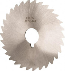 Made in USA - 5" Diam x 7/64" Blade Thickness x 1" Arbor Hole Diam, 40 Tooth Slitting and Slotting Saw - Arbor Connection, Right Hand, Uncoated, High Speed Steel, Concave Ground, Contains Keyway - Caliber Tooling