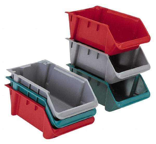 LEWISBins+ - 500 Lb. Load Capacity, 24-1/8" Deep, Red Polyethylene Hopper Stacking Bin - 8" High x 16-1/4" Wide x 24-1/8" Long - Caliber Tooling