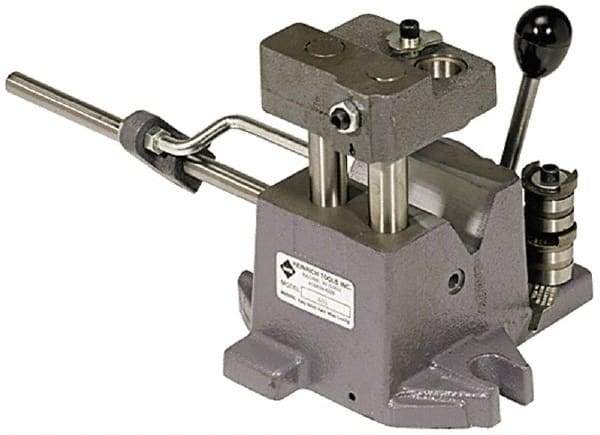 Heinrich - 1-1/2 to 2-1/2" Vee Capacity, Air Cross Hole Jig - 10-1/2" Long x 9-1/8" Wide x 8-5/8" High, 5/16, 1/2, 3/4, 1 & 1-3/8" ID of Furnished Liners - Caliber Tooling