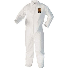 KleenGuard - Size L Film Laminate Chemical Resistant Coveralls - White, Zipper Closure, Open Cuffs, Open Ankles - Caliber Tooling