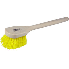 20″ Utility Scrub Brush, Yellow Polypropylene Fill, Long Handle, Foam Block - Caliber Tooling