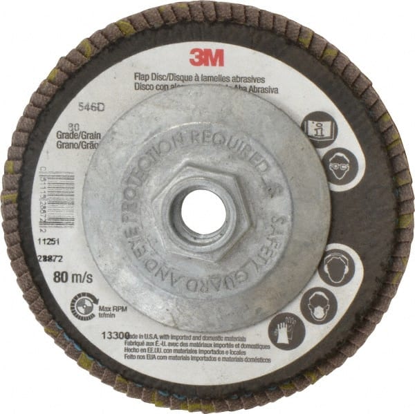 3M - 4-1/2" 80 Grit 5/8-11 Center Hole Type 29 Zirconia Alumina Flap Disc - Caliber Tooling