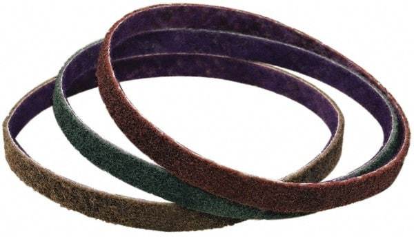 3M - 1/4" Wide x 24" OAL, Aluminum Oxide Abrasive Belt - Aluminum Oxide, Fine, Nonwoven - Caliber Tooling